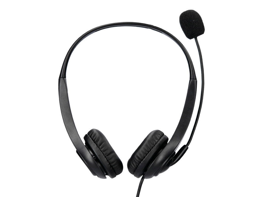 CASQUE Q-CONNECT BIAURAL FILAIRE AVEC MICROPHONE ET CONTROLE DU VOLUME CONNEXION USB CABLE 2M COLORIS NOIR