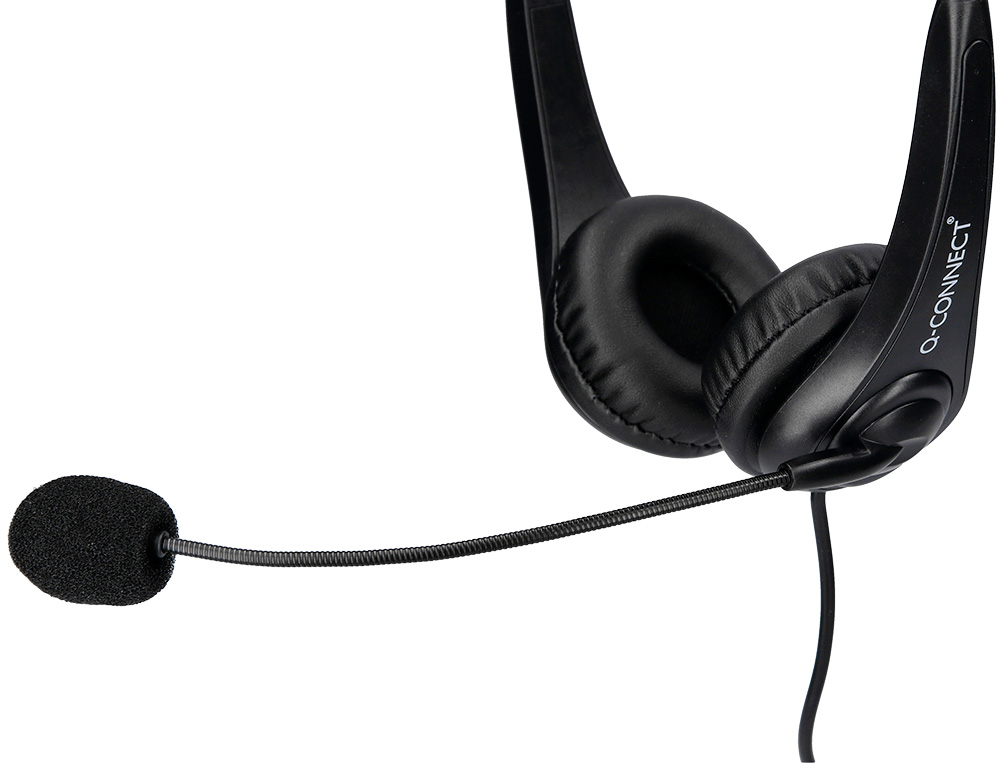 CASQUE Q-CONNECT BIAURAL FILAIRE AVEC MICROPHONE ET CONTROLE DU VOLUME CONNEXION USB CABLE 2M COLORIS NOIR