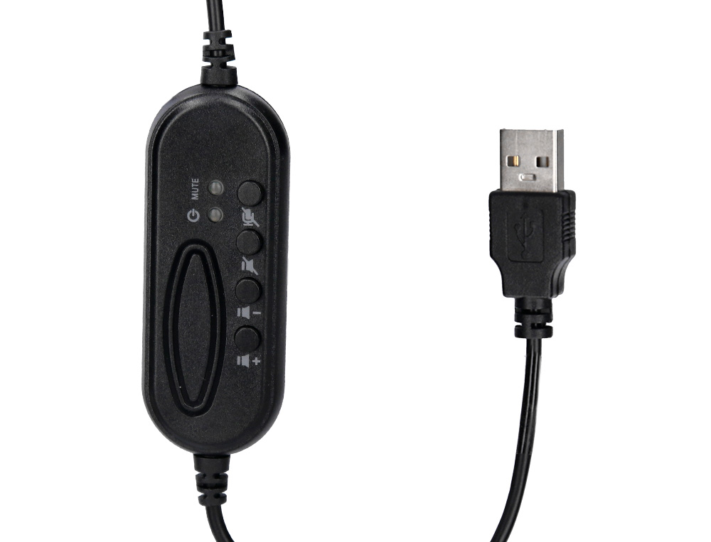 CASQUE Q-CONNECT BIAURAL FILAIRE AVEC MICROPHONE ET CONTROLE DU VOLUME CONNEXION USB CABLE 2M COLORIS NOIR