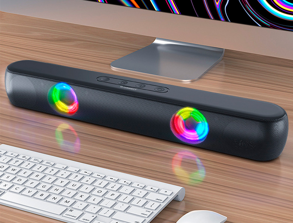BARRE DE SON Q-CONNECT BLUETOOTH AVEC LUMIERE LED ET CONTROL DU VOLUME COLORIS NOIR
