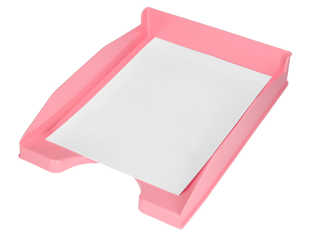 CORBEILLE A COURRIER Q-CONNECT PLASTIQUE           240X70X340MM COLORIS ROSE     PASTEL OPAQUE