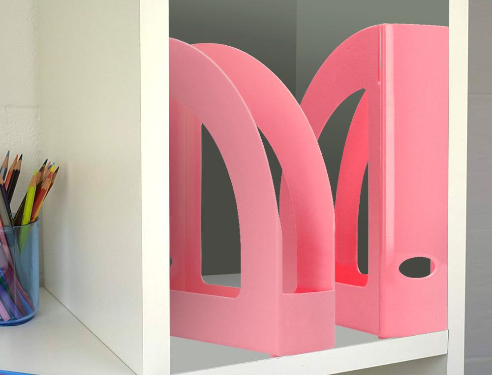 PORTE-REVUES Q-CONNECT PLASTIQUE 320X250X80MM COLORIS ROSE PASTEL
