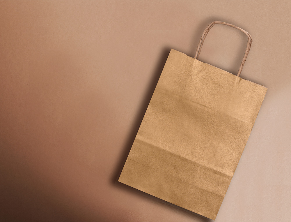 SAC PAPIER Q-CONNECT KRAFT NATUREL LISSE XS ANSE TORSADEE 180X240X80MM