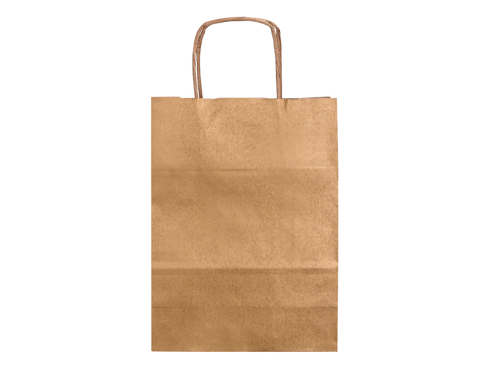 SAC PAPIER Q-CONNECT KRAFT NATUREL LISSE XS ANSE TORSADEE 180X240X80MM