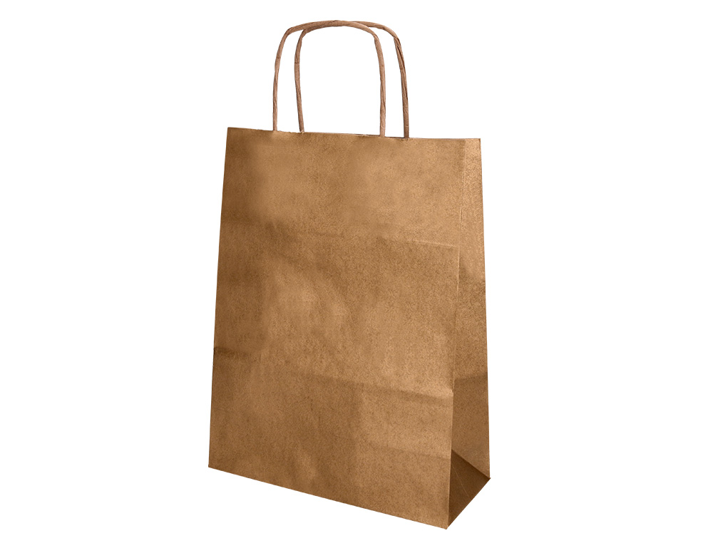 SAC PAPIER Q-CONNECT KRAFT NATUREL LISSE XS ANSE TORSADEE 180X240X80MM