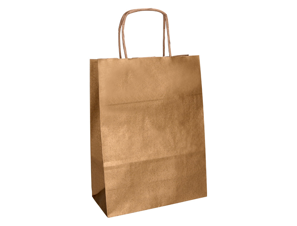 SAC PAPIER Q-CONNECT KRAFT NATUREL LISSE XS ANSE TORSADEE 180X240X80MM