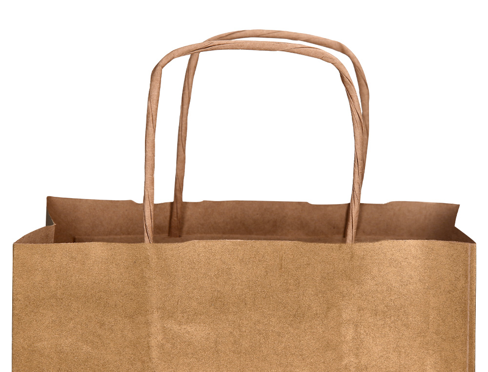 SAC PAPIER Q-CONNECT KRAFT NATUREL LISSE XS ANSE TORSADEE 180X240X80MM