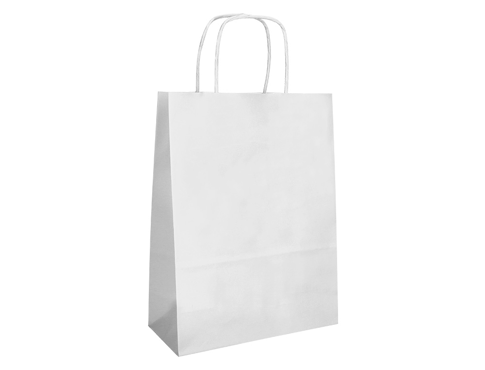 SAC PAPIER Q-CONNECT CELLULOSE XS ANSE TORSADEE    180X240X80MM COLORIS BLANC