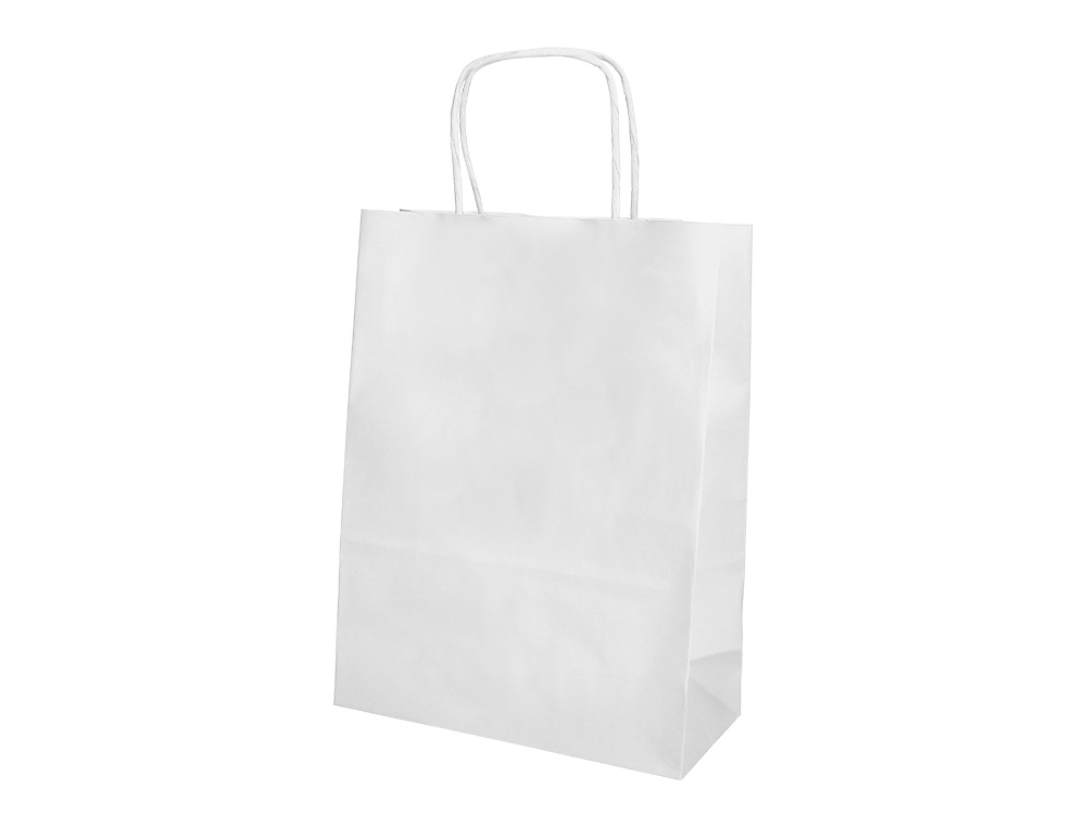 SAC PAPIER Q-CONNECT CELLULOSE XS ANSE TORSADEE    180X240X80MM COLORIS BLANC