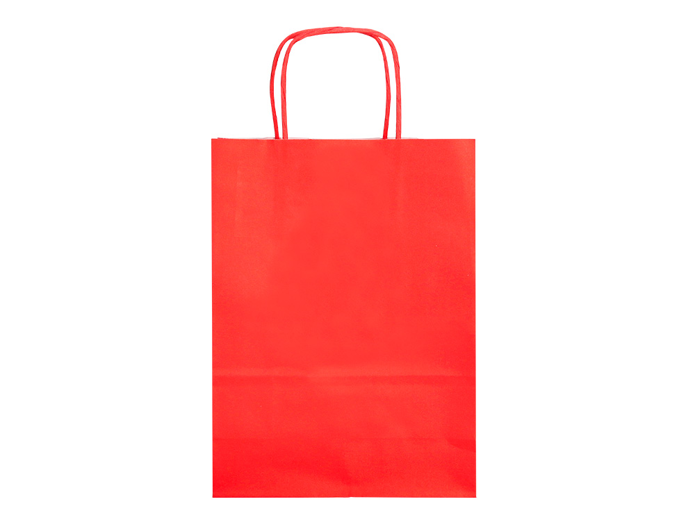 SAC PAPIER Q-CONNECT CELLULOSE XS ANSE TORSADEE    180X240X80MM COLORIS ROUGE