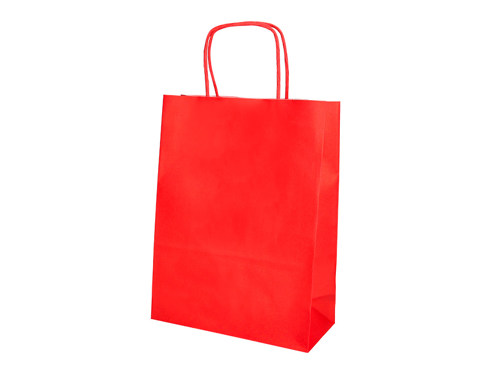 SAC PAPIER Q-CONNECT CELLULOSE XS ANSE TORSADEE    180X240X80MM COLORIS ROUGE