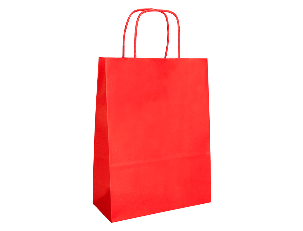 SAC PAPIER Q-CONNECT CELLULOSE XS ANSE TORSADEE    180X240X80MM COLORIS ROUGE