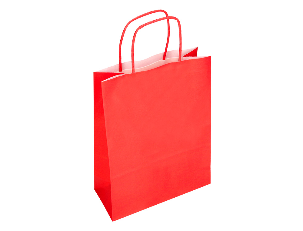 SAC PAPIER Q-CONNECT CELLULOSE XS ANSE TORSADEE    180X240X80MM COLORIS ROUGE