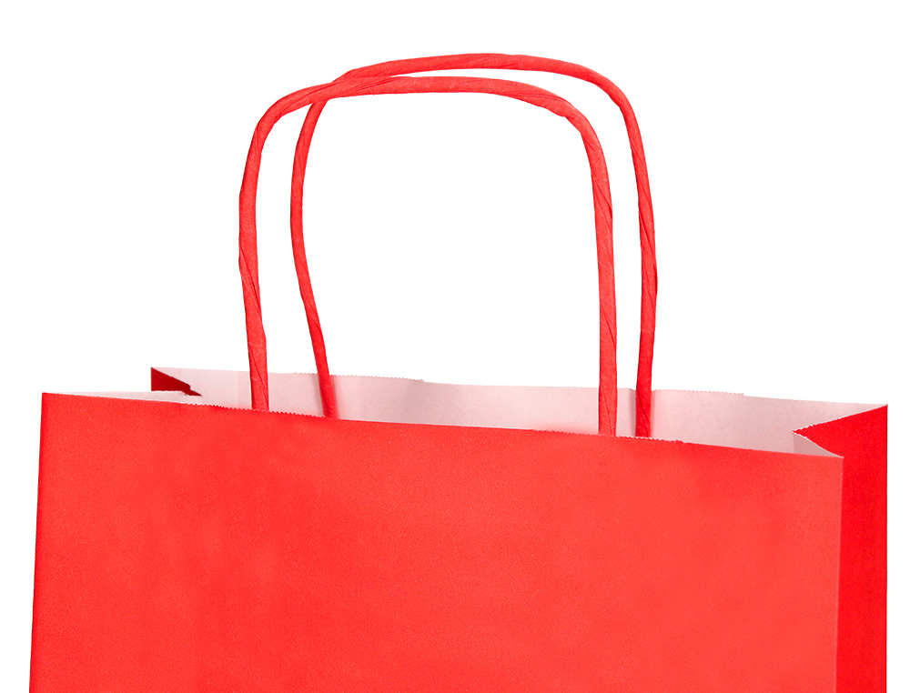 SAC PAPIER Q-CONNECT CELLULOSE XS ANSE TORSADEE    180X240X80MM COLORIS ROUGE