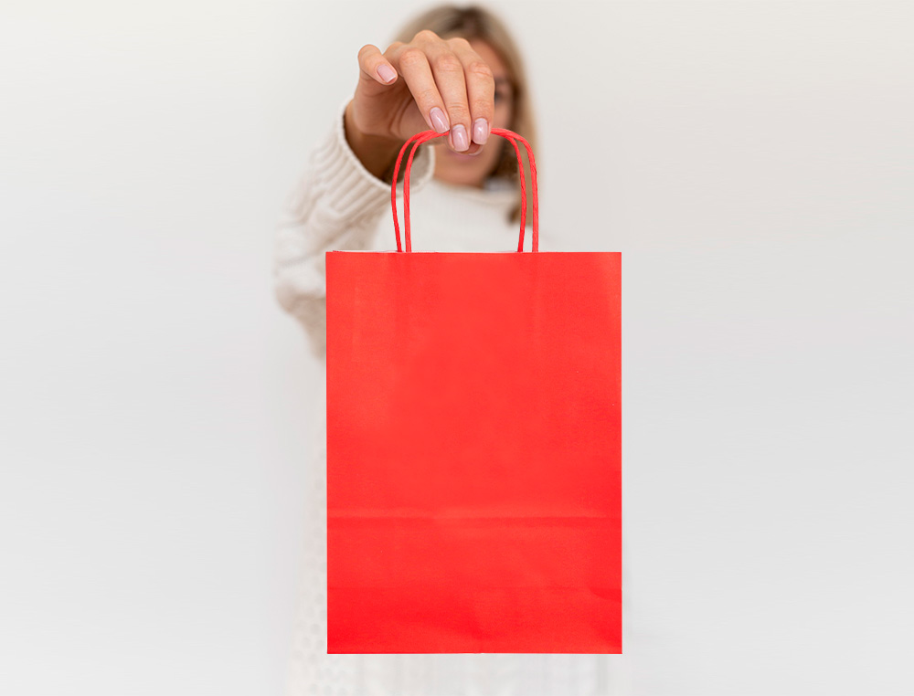 SAC PAPIER Q-CONNECT CELLULOSE XS ANSE TORSADEE    180X240X80MM COLORIS ROUGE
