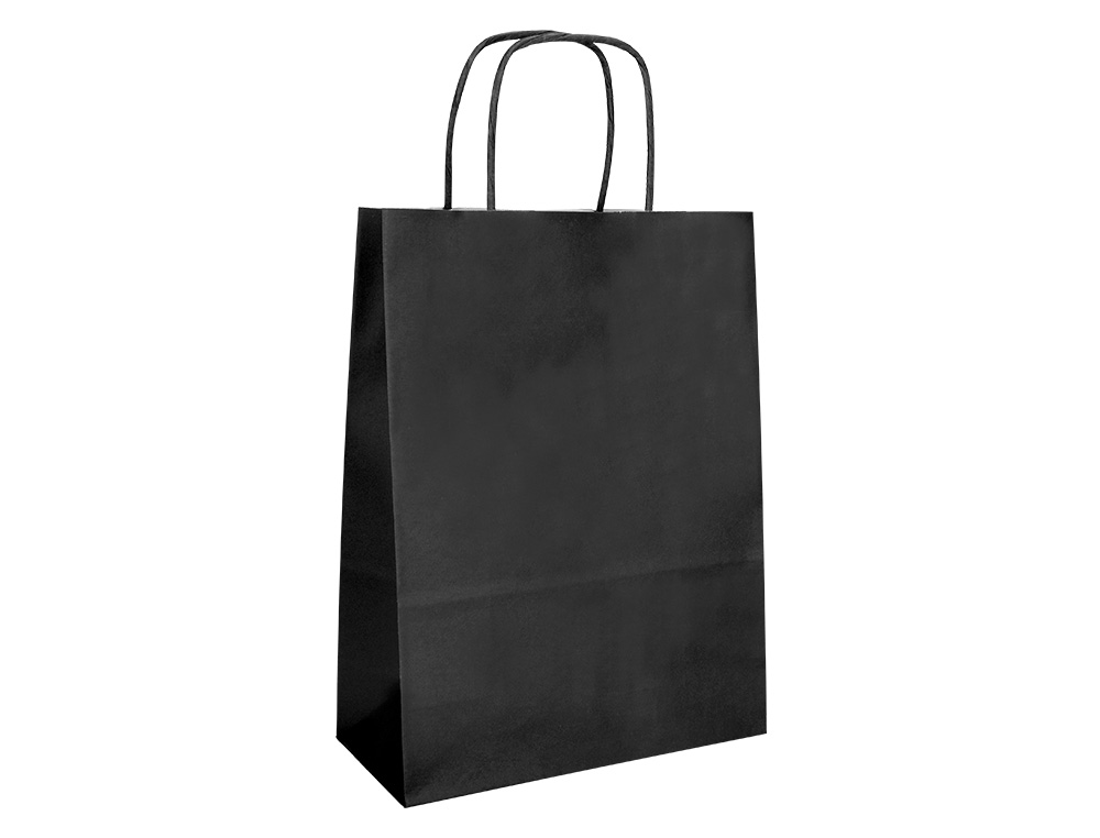 SAC PAPIER Q-CONNECT CELLULOSE S ANSE TORSADEE     240X320X10MM COLORIS NOIR
