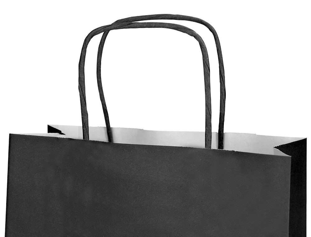 SAC PAPIER Q-CONNECT CELLULOSE S ANSE TORSADEE     240X320X10MM COLORIS NOIR