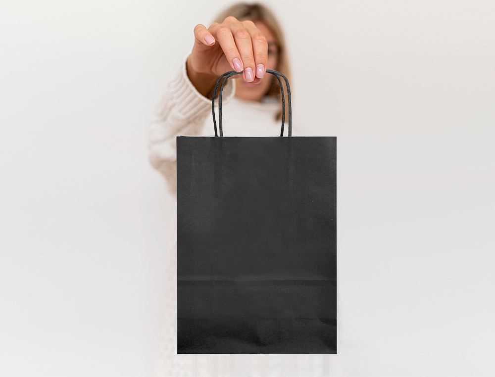 SAC PAPIER Q-CONNECT CELLULOSE S ANSE TORSADEE     240X320X10MM COLORIS NOIR
