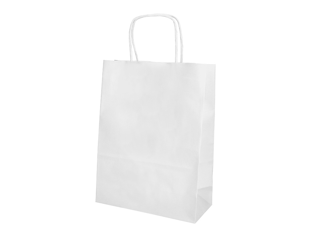 SAC PAPIER Q-CONNECT CELLULOSE M ANSE TORSADEE 270X370X12MM COLORIS BLANC