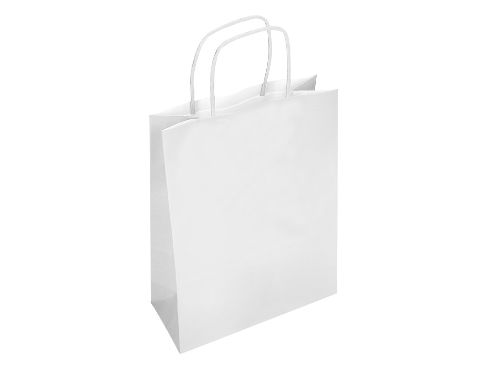 SAC PAPIER Q-CONNECT CELLULOSE M ANSE TORSADEE 270X370X12MM COLORIS BLANC