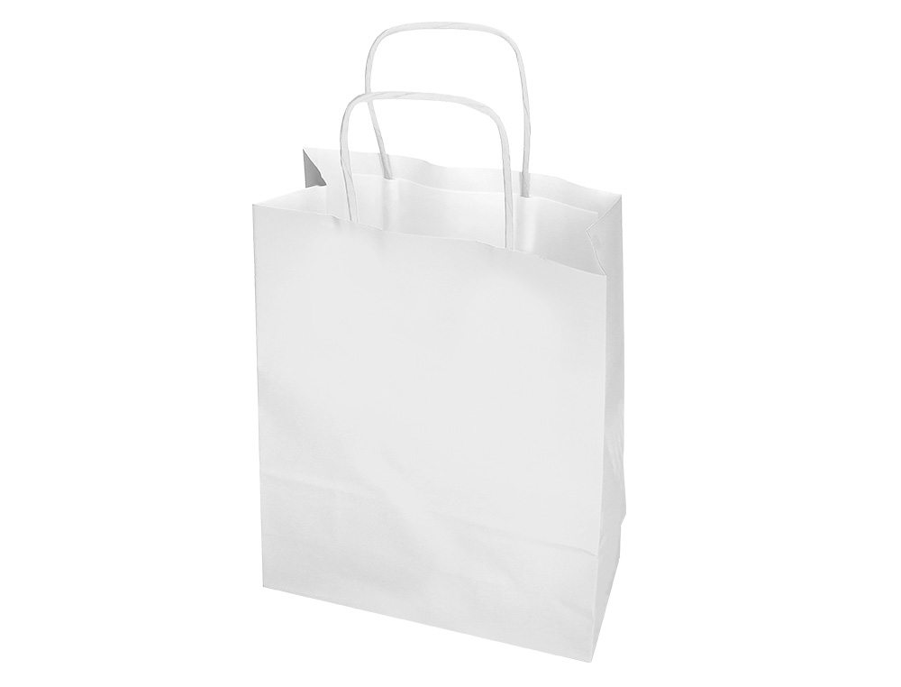 SAC PAPIER Q-CONNECT CELLULOSE M ANSE TORSADEE 270X370X12MM COLORIS BLANC