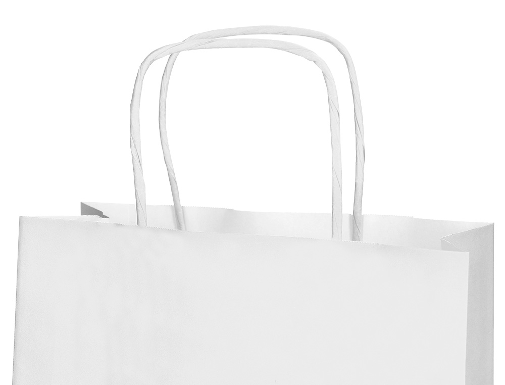 SAC PAPIER Q-CONNECT CELLULOSE M ANSE TORSADEE 270X370X12MM COLORIS BLANC