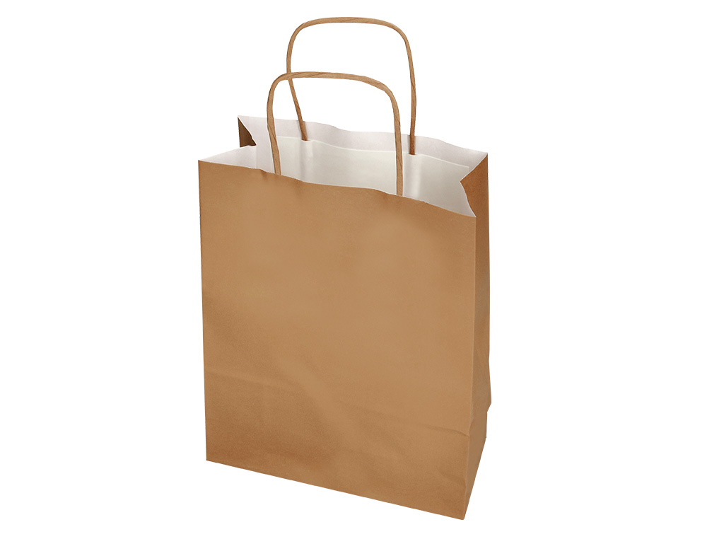 SAC PAPIER Q-CONNECT CELLULOSE NATUREL L ANSE TORSADEE 320X400X14MM