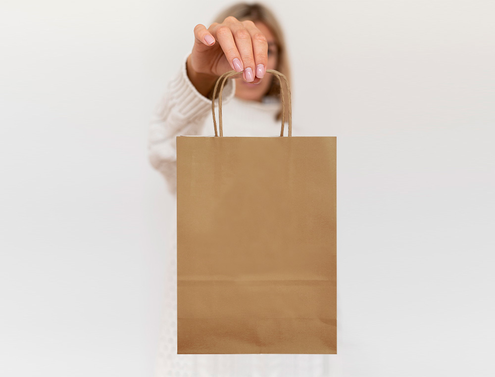 SAC PAPIER Q-CONNECT CELLULOSE NATUREL L ANSE TORSADEE 320X400X14MM