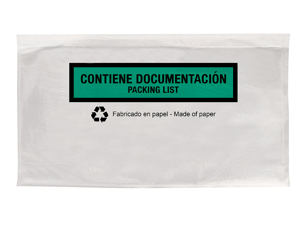 POCHETTE PORTE-DOCUMENTS Q-CONNECT 240X135MM AUTO-ADHESIVE EN PAPIER TEXTE ESPAGNOL ANGLAIS BOITE 100 UNITES