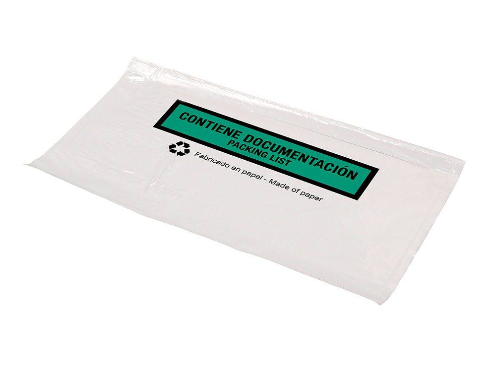 POCHETTE PORTE-DOCUMENTS Q-CONNECT 240X135MM AUTO-ADHESIVE EN PAPIER TEXTE ESPAGNOL ANGLAIS BOITE 100 UNITES