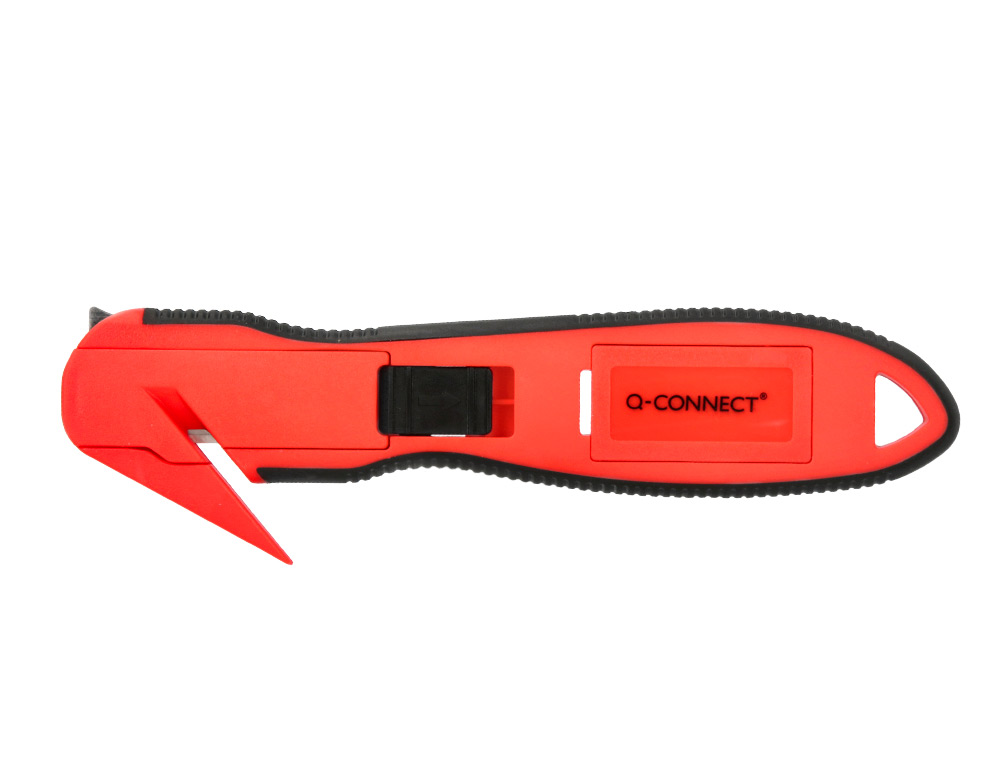 CUTTER DE SECURITE XD-G03 Q-CONNECT EN PLASTIQUE ET     GOMME AVEC ERGOT EN METAL LAMEFIXE PROTEGEE