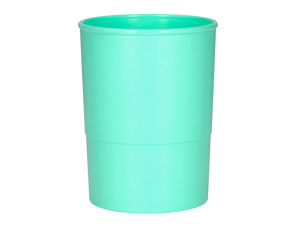 POT A CRAYONS Q-CONNECT PLASTIQUE DIAMETRE 75MM HAUTEUR 100MM COLORIS VERT MENTHE OPAQUE
