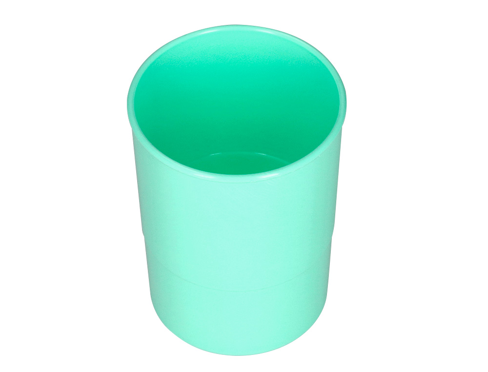 POT A CRAYONS Q-CONNECT PLASTIQUE DIAMETRE 75MM HAUTEUR 100MM COLORIS VERT MENTHE OPAQUE
