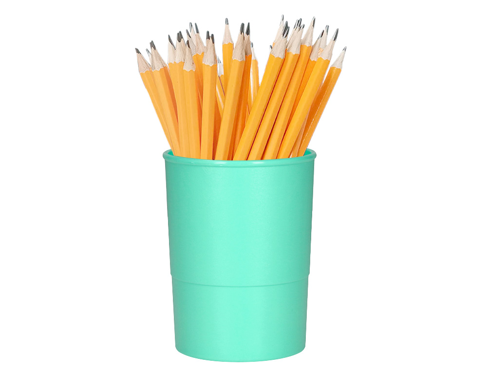 POT A CRAYONS Q-CONNECT PLASTIQUE DIAMETRE 75MM HAUTEUR 100MM COLORIS VERT MENTHE OPAQUE