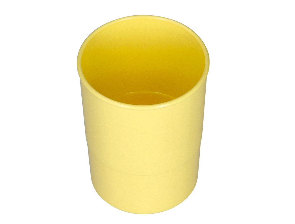 POT A CRAYONS Q-CONNECT PLASTIQUE DIAMETRE 75MM       HAUTEUR 100MM COLORIS JAUNE   PASTEL OPAQUE