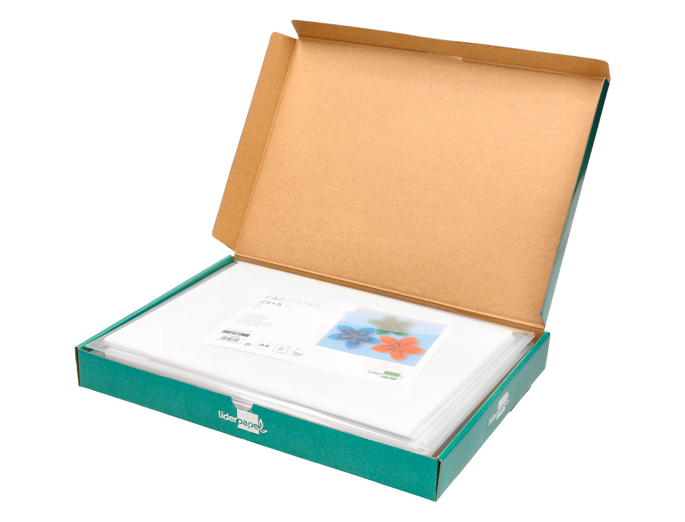PAPIER CARTONNE LIDERPAPEL A4 180GR COLORIS BLANC PAQUET 25+5 FEUILLES