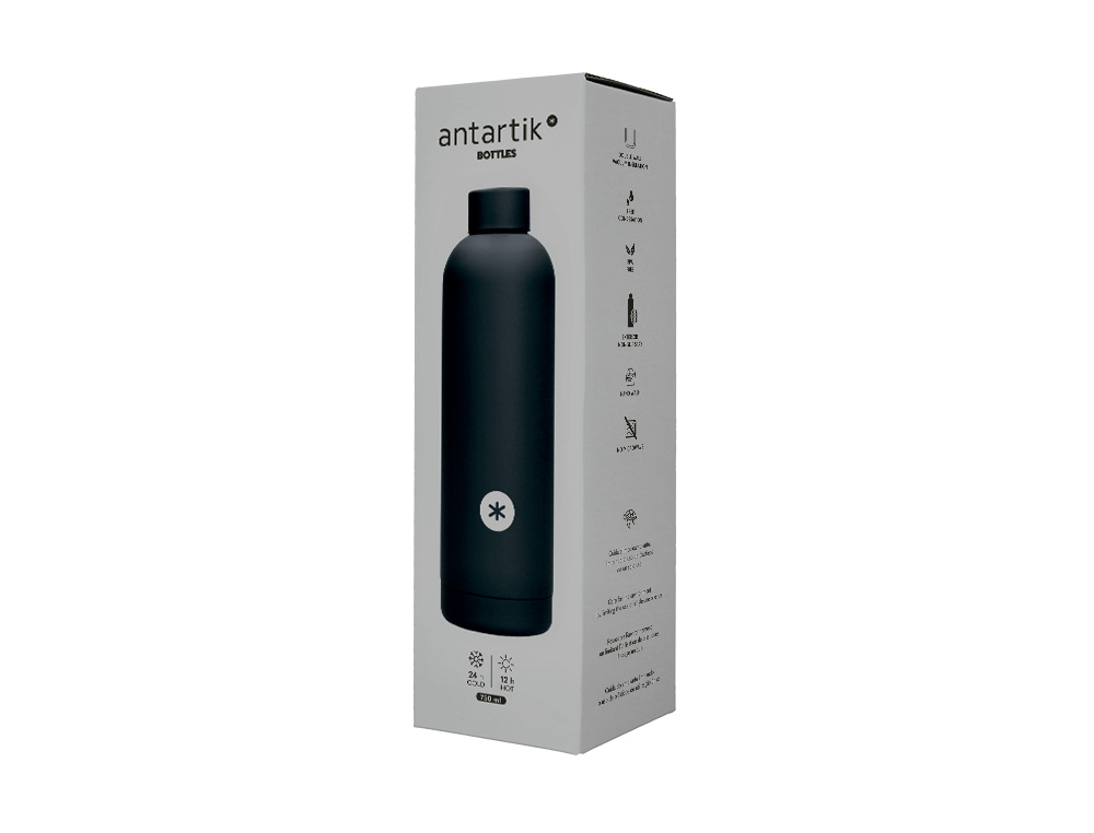BOUTEILLE ISOTHERME ANTARTIK ACIER INOXYDABLE SANS BPA     750ML COLORIS NOIR