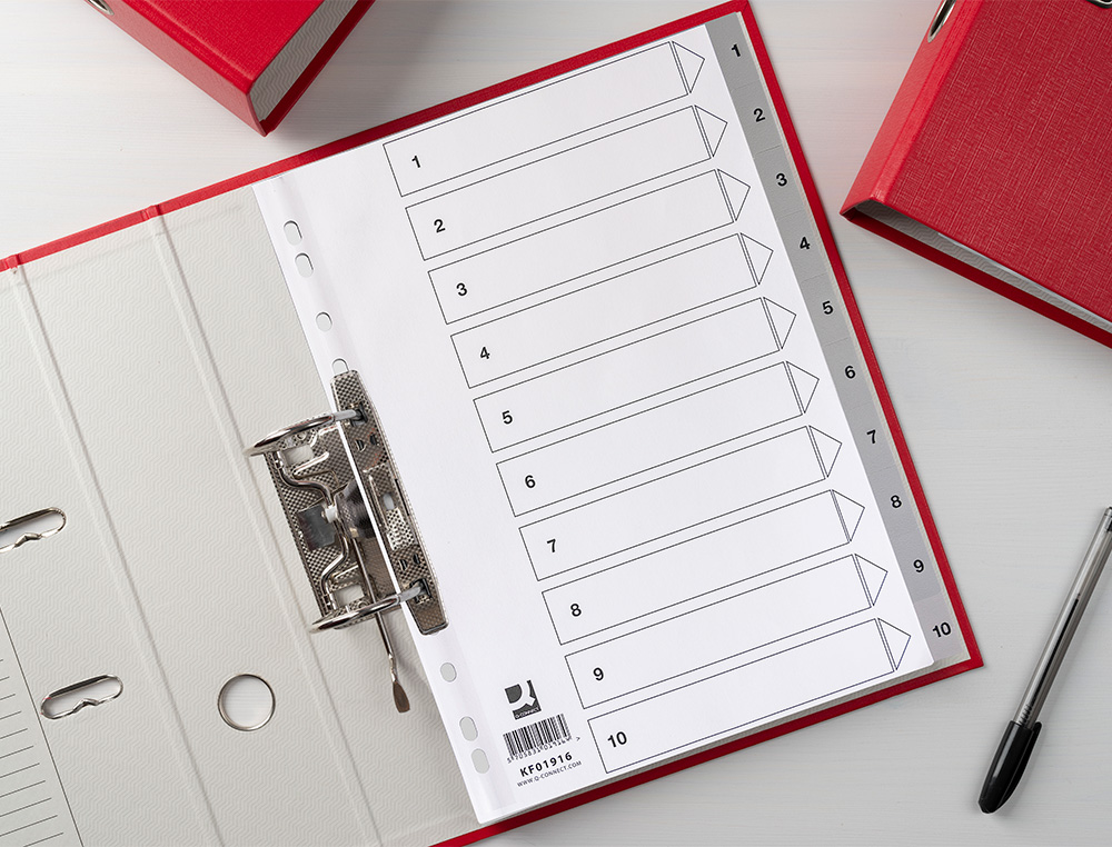 INTERCALAIRE Q-CONNECT NUMERIQUE 1-10 PLASTIQUE 10 POSITIONS A4 INDICE MULTIPERFORE