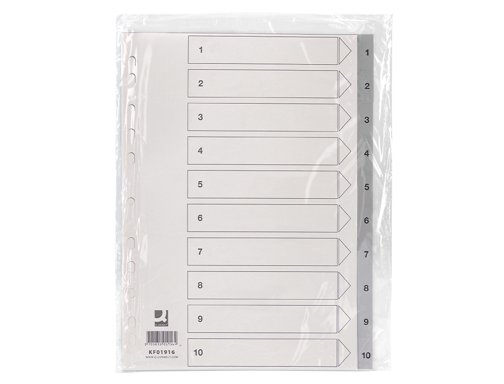 INTERCALAIRE Q-CONNECT NUMERIQUE 1-10 PLASTIQUE 10 POSITIONS A4 INDICE MULTIPERFORE