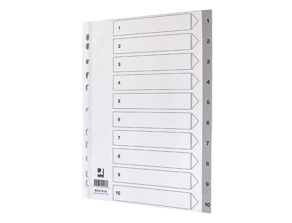 INTERCALAIRE Q-CONNECT NUMERIQUE 1-10 PLASTIQUE 10 POSITIONS A4 INDICE MULTIPERFORE