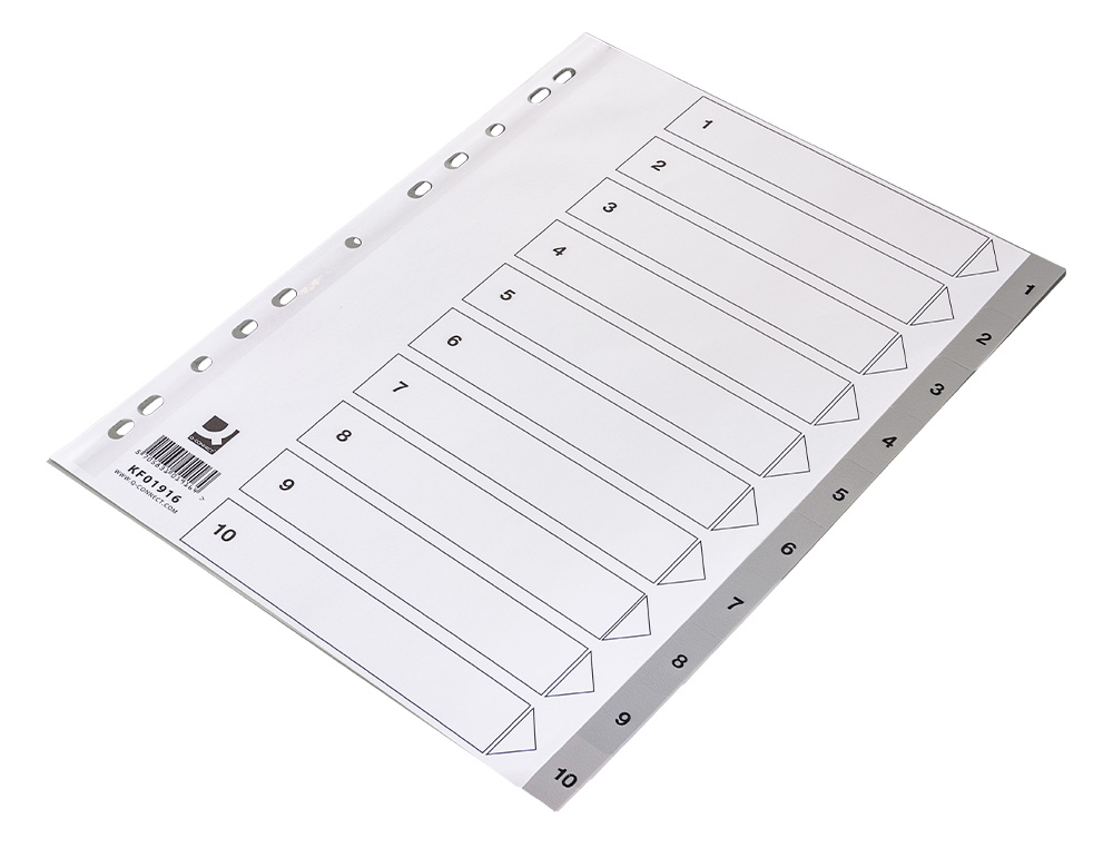 INTERCALAIRE Q-CONNECT NUMERIQUE 1-10 PLASTIQUE 10 POSITIONS A4 INDICE MULTIPERFORE