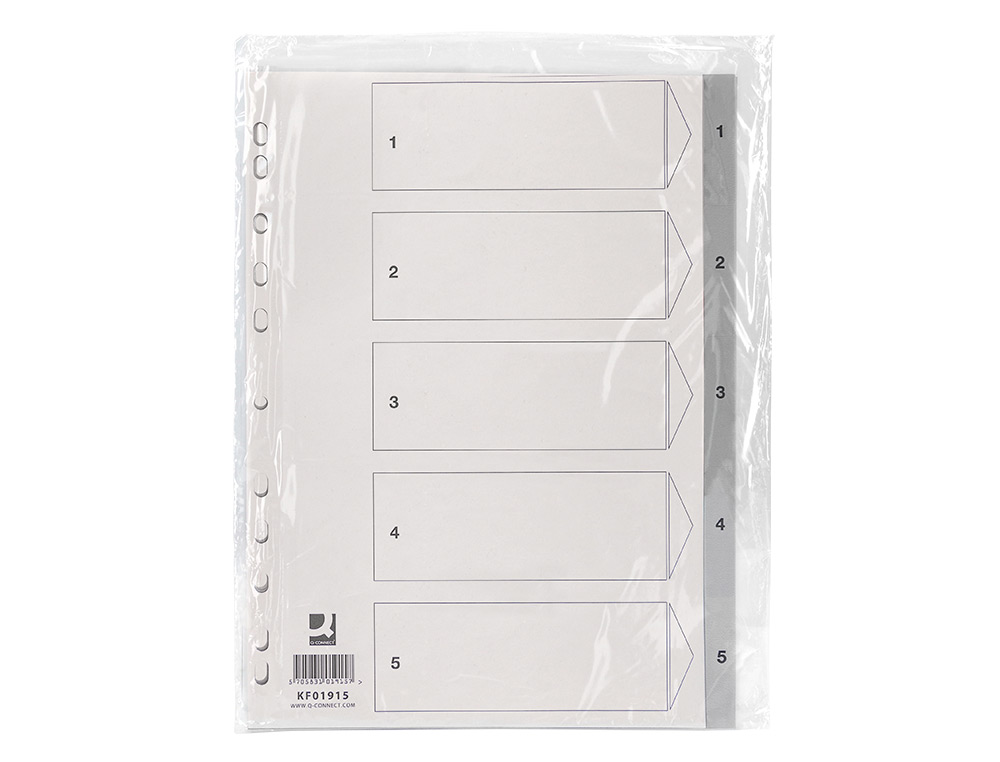 INTERCALAIRE Q-CONNECT NUMERIQUE 1-5 PLASTIQUE 5     POSITIONS A4 INDICE           MULTIPERFORE