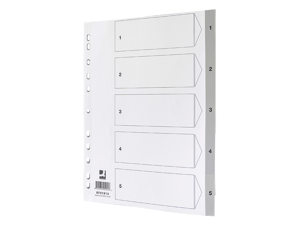 INTERCALAIRE Q-CONNECT NUMERIQUE 1-5 PLASTIQUE 5     POSITIONS A4 INDICE           MULTIPERFORE