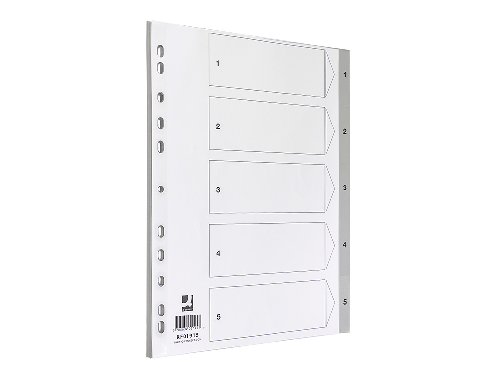 INTERCALAIRE Q-CONNECT NUMERIQUE 1-5 PLASTIQUE 5     POSITIONS A4 INDICE           MULTIPERFORE