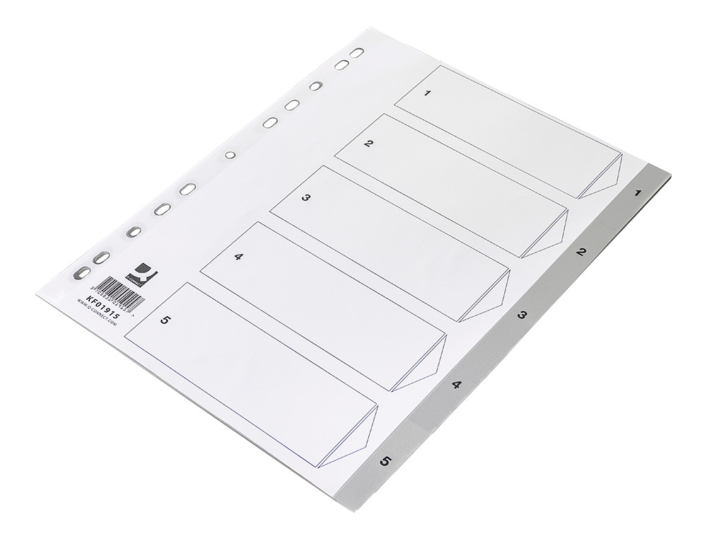 INTERCALAIRE Q-CONNECT NUMERIQUE 1-5 PLASTIQUE 5     POSITIONS A4 INDICE           MULTIPERFORE