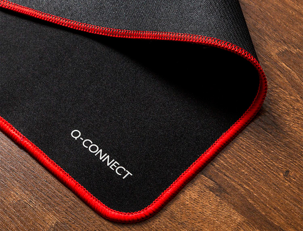 TAPIS SOURIS Q-CONNECT XXL 900X400MM COLORIS NOIR AVEC   BORD ROUGE