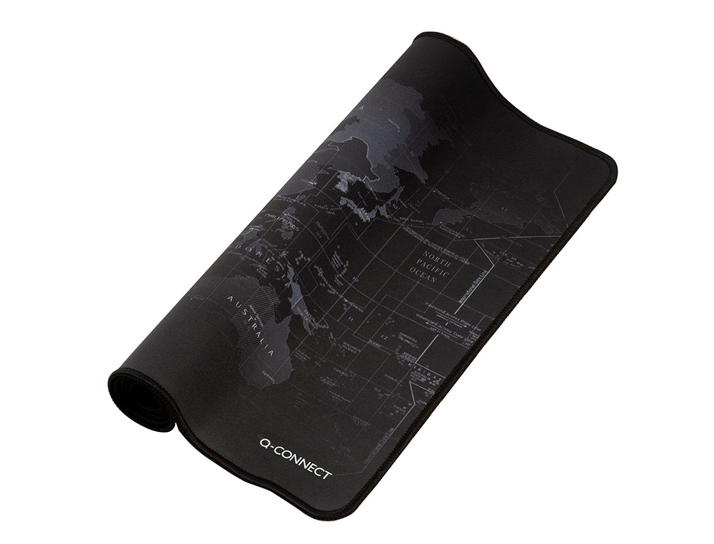 TAPIS SOURIS Q-CONNECT XXL 900X400MM COLORIS NOIR AVEC DESIGN CARTE DU MONDE