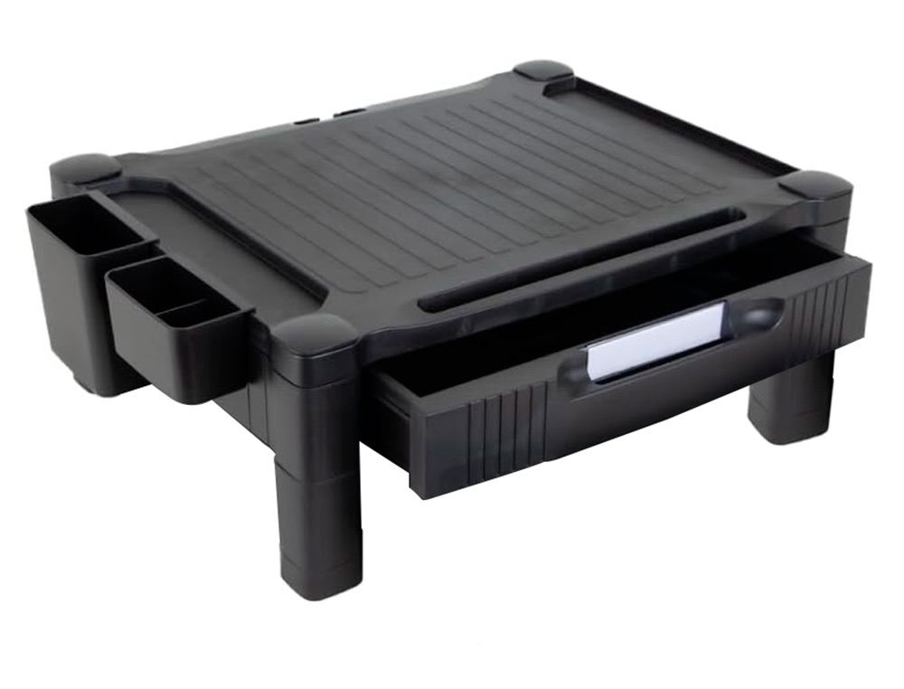 SUPPORT Q-CONNECT POUR MONITEUR/IMPRIMANTE HAUTEUR   REGLABLE 10,3CM A 13,3CM AVEC TIROIR 434X336X133MM COLORIS