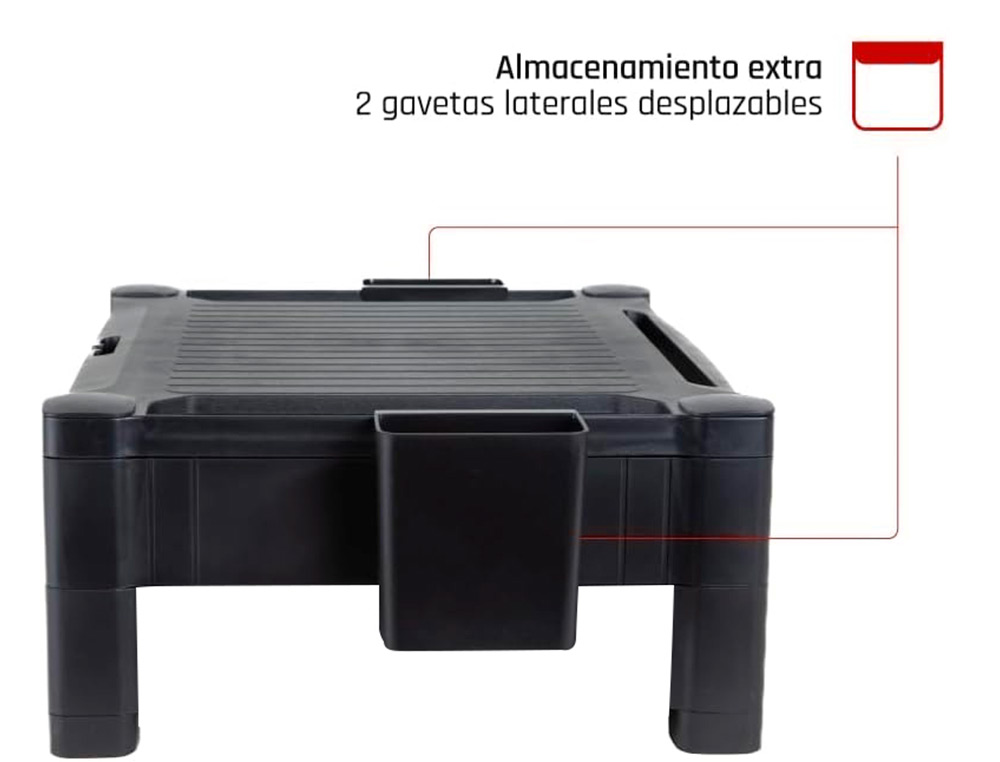 SUPPORT Q-CONNECT POUR MONITEUR/IMPRIMANTE HAUTEUR   REGLABLE 10,3CM A 13,3CM AVEC TIROIR 434X336X133MM COLORIS