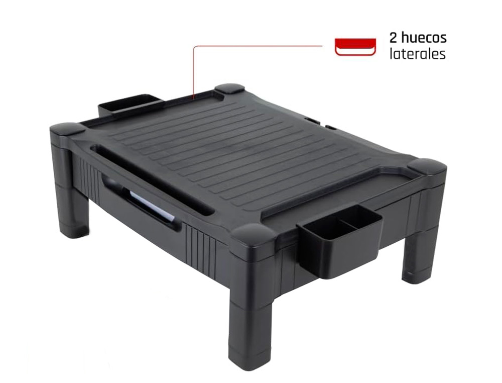 SUPPORT Q-CONNECT POUR MONITEUR/IMPRIMANTE HAUTEUR   REGLABLE 10,3CM A 13,3CM AVEC TIROIR 434X336X133MM COLORIS
